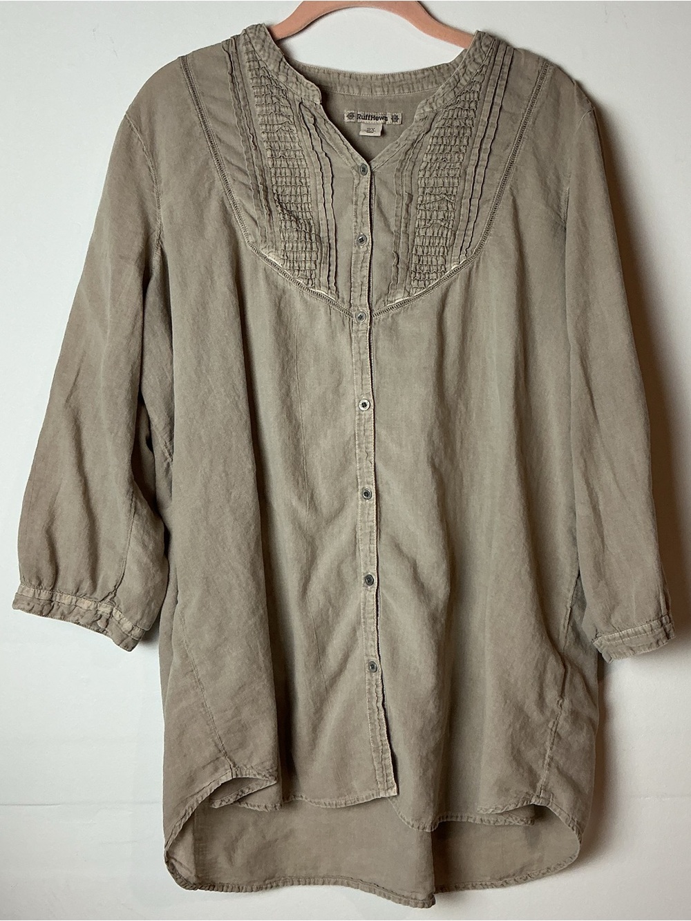 Ruff Hewn Women’s 3/4 Sleeve Button Front Cotton Blouse Size 2X